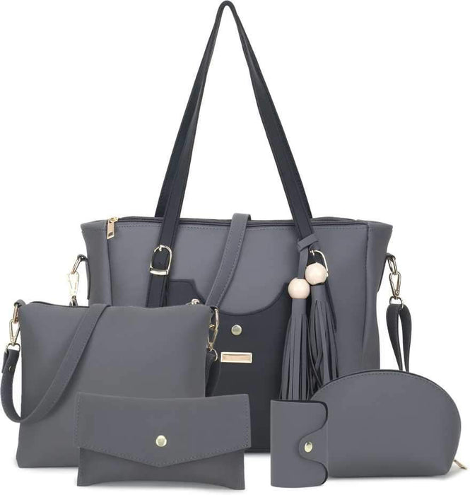 Women Grey, Black Hand-held Bag  (Pack of: 5)