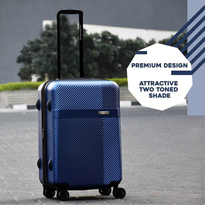 Large Check-in Luggage (75 cm) - Hard-Side Polycarbonate Luggage Set of 3 Steel Blue Trolley Bag Bags (55, 65 & 75 Cm) - Blue