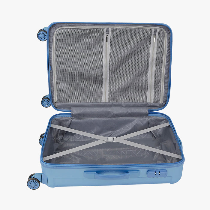 Safari Linea Pearl Blue Hardside Luggage: Durable Polycarbonate, Smooth Dual Wheels
