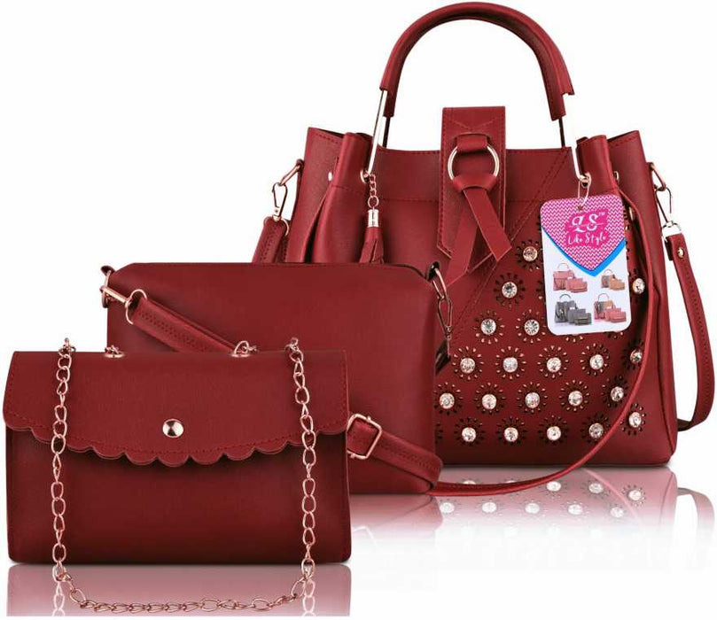 Women Maroon Messenger Bag  (Pack of: 3)
