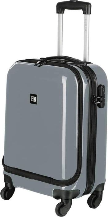 Small Cabin Luggage (53 cm) - New York Plus 4 Wheel 53cm / 21" ABS & PC Hard Sided Cabin Luggage - Trolley/Travel/Tourist Bag (Grey) - Grey