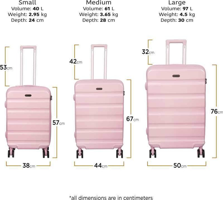 Large Cabin & Check-in Luggage (76 cm) - Venice Polycarbonate Hard-sided Luggage Set of 3 Trolley Bags (Pink) (55, 65 & 75 cm) - Pink