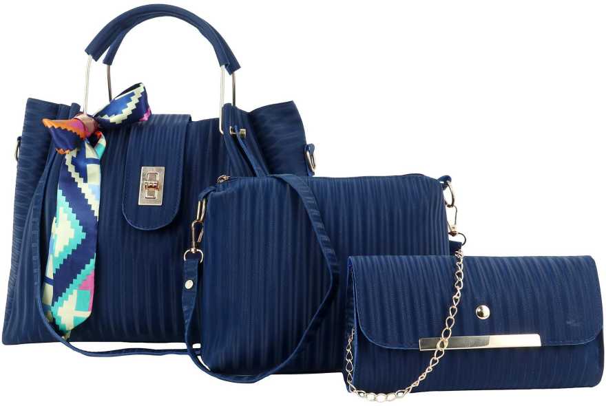 Women Blue Hand-held Bag  (Pack of: 3)
