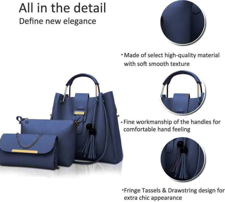 Women Blue Hand-held Bag  (Pack of: 3)